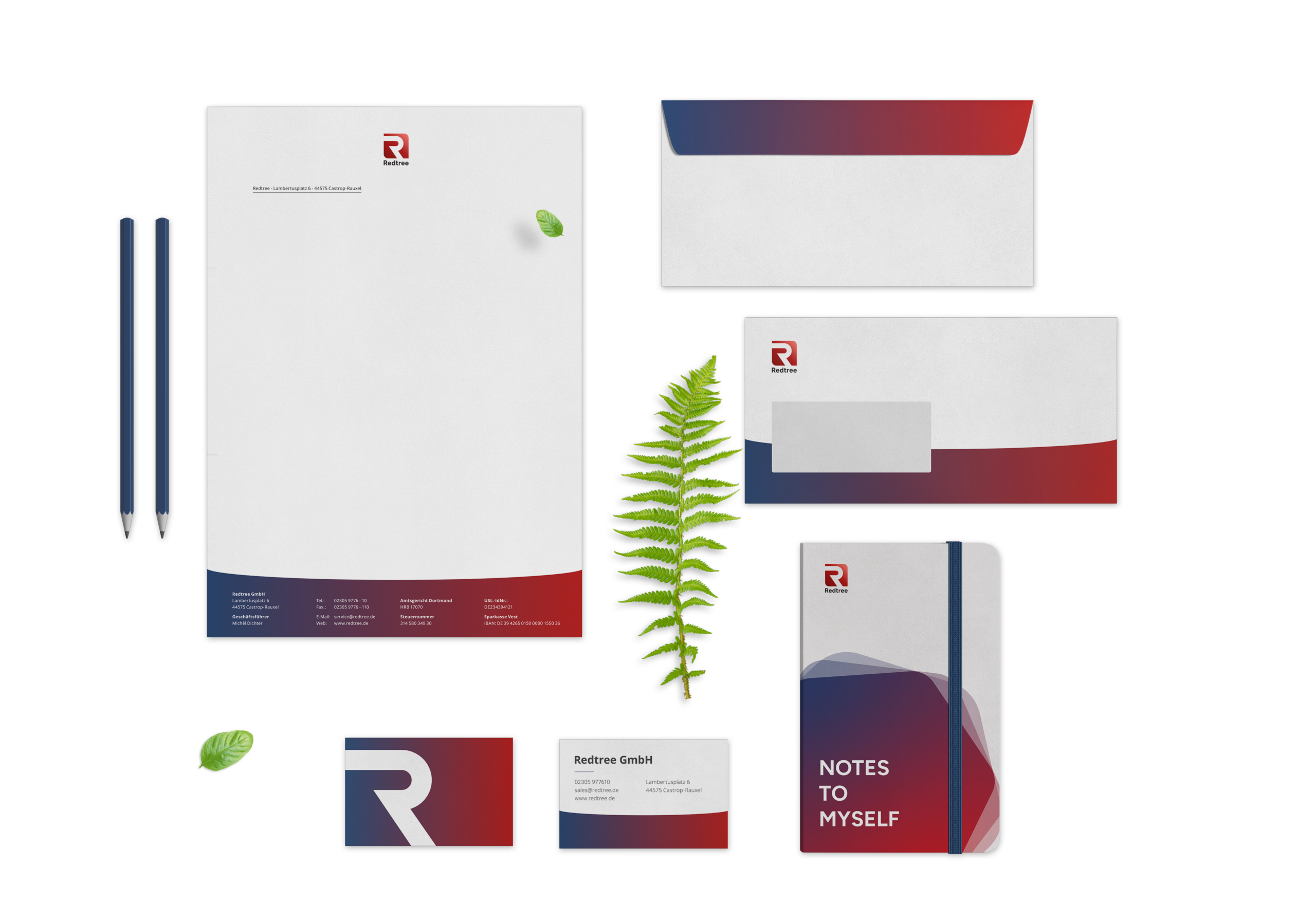 Mockup Geschäftsausstattung Redtree