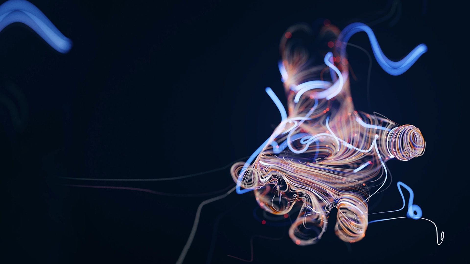Hand aus digitalen Lichtströmen