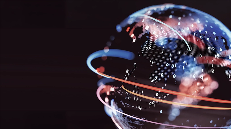 Globus bestehend aus Digitalen Linien und Zahlen